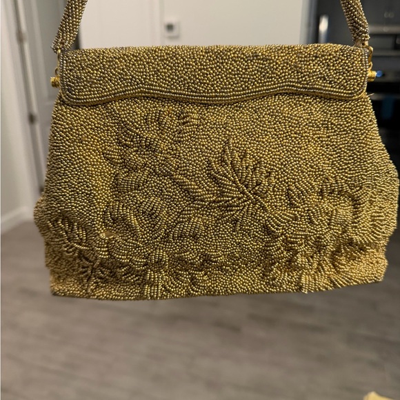 👑Vintage 1950s Gold Beaded Evening Bag NM Style - Picture 14 of 16